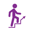 Icon of a person climbing up stairs, indicating upward movement or employment pathways.