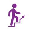 Icon of a person climbing up stairs, indicating upward movement or employment pathways.