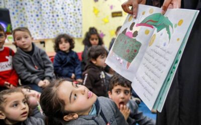 Stories being read to children in a classroom in Amman in March. AFP