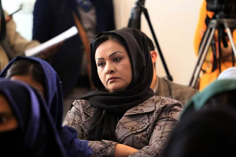 Afghan women attend a conference to demand the Taliban to reopen higher grades girls school in Kabul, Afghanistan, March 27, 2022. EPA