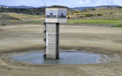 Above, the dry Chiba dam near the city of Korba in northeastern Tunisia on April 4, 2023. Tunisia’s dams are at critical lows following years of drought, exacerbated by pipeline leaks in a decrepit distribution network. (AFP)