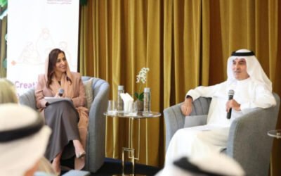 Sheikha Bodour Al Qasimi and Abdul Aziz Al Ghurair during the 'fireside chat' in Dubai on Thursday