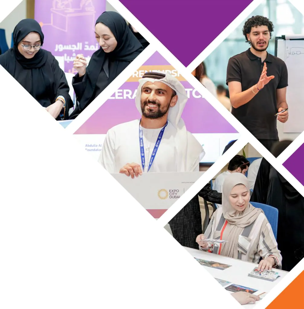 A collage showcasing diverse individuals from AGF engaged in educational and professional activities.